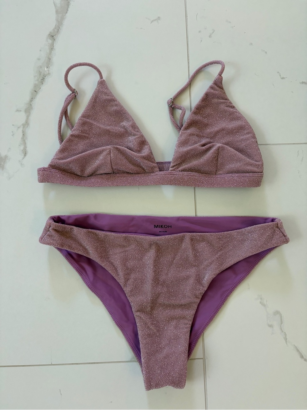 MIKOH Lurex Berry Bikini Set, Medium